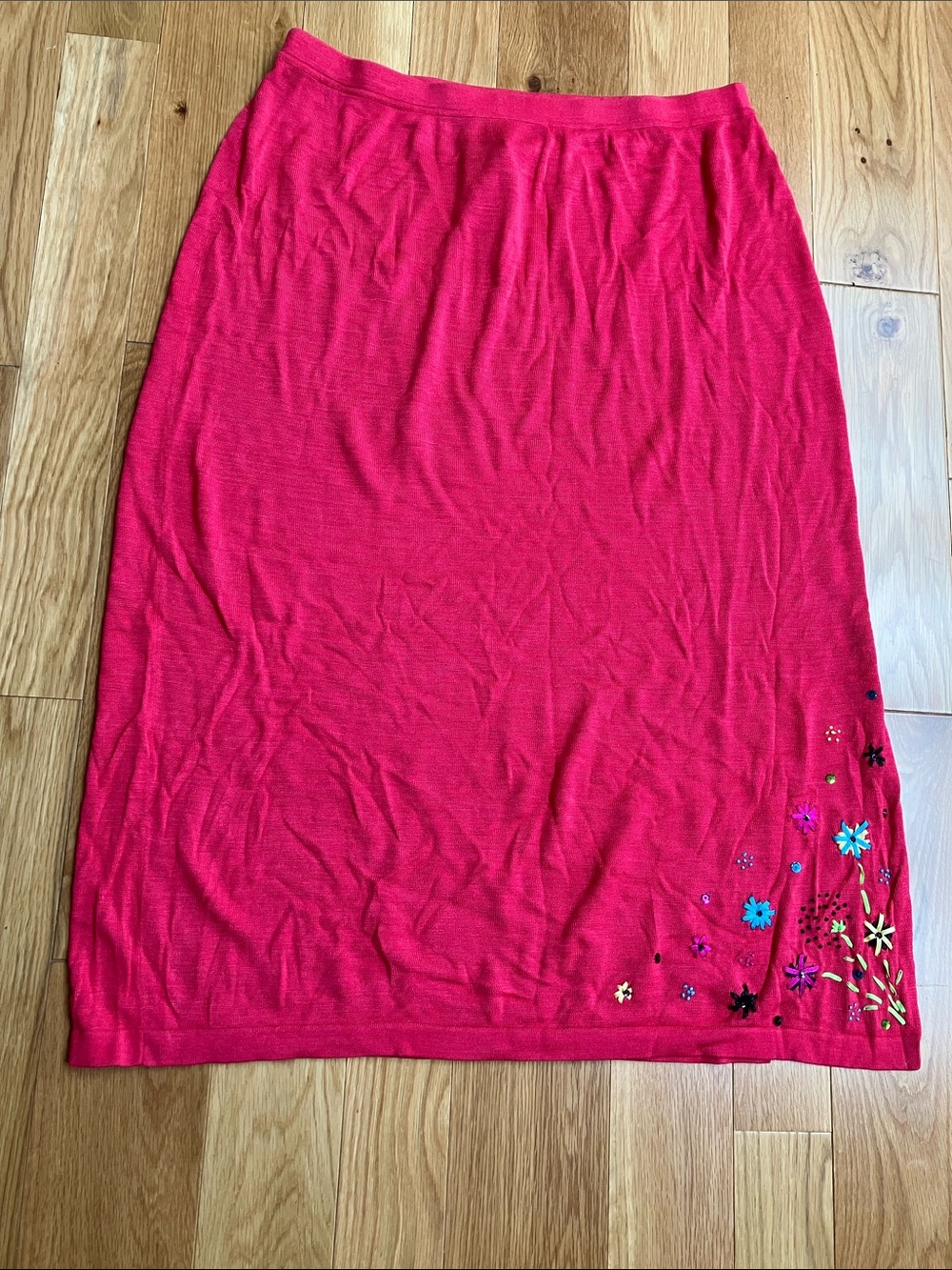 Vintage Diane Gilman Silk Pink Maxi Skirt with Embellished flowers